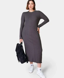 Ribbed Long Sleeve Midi Dress-Sweaty Betty Fashion