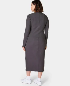 Ribbed Long Sleeve Midi Dress-Sweaty Betty Fashion